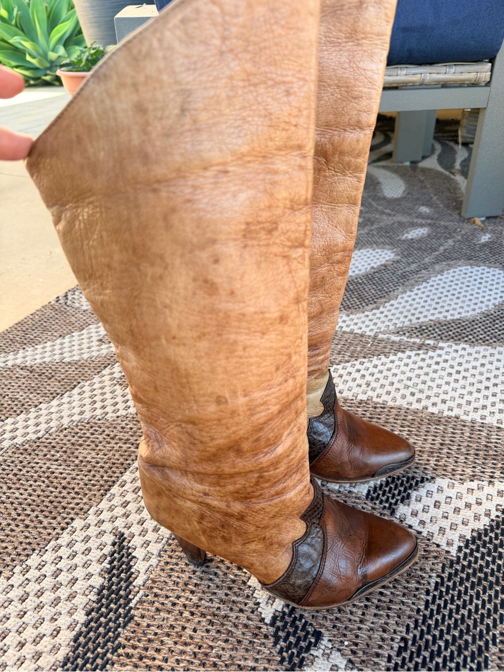 Vintage Zodiac USA Leather Tall Slouch Boots 70s/80s 6.5 RARE
